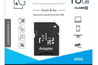 Карта пам'яті micro SDHC (UHS-3) 16GB Сlass 10 (з адаптером)