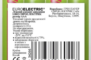 Батарейка лужна EuroElectric LR03/AAA 4шт/блістер (Ціна вказана за 4шт)