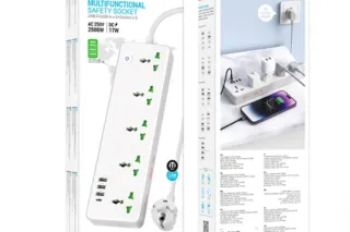 Подовжувач мережевий фільтр 2500W (5РОЗ 3USB 1USB-C) HOCO AC13A