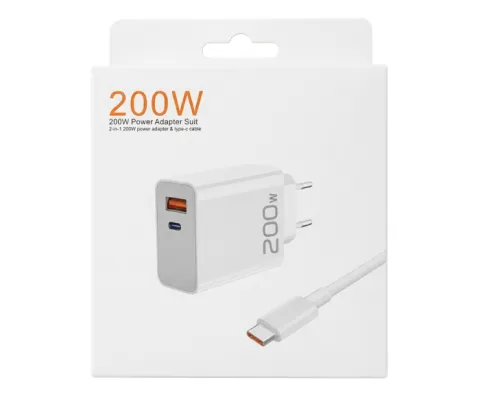 Мережеве зарядне 200W з кабелем Type-C (USB/PD