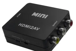Перехідник HDMI-2AV тюльпани (у коробці) з живленням