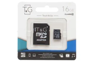 Карта пам'яті microSDHC (UHS-1) 16GB class 10 T&G (з адаптером)