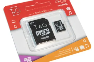 Карта пам'яті microSDHC 4GB class 4 T&G (з адаптером)