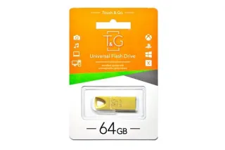 Флешка USB 64GB T&G метал 117 золотой