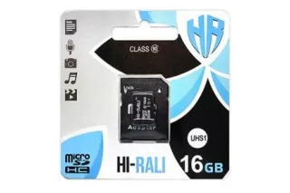 Карта пам'яті microSDHC (UHS-1) HI-RALI 16GB class 10 (з адаптером)