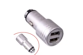 Автомобильное зарядное металлическое без упаковки (2USB 1A)