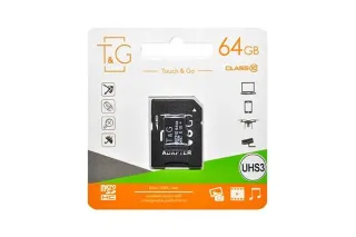 Карта памяти microSDXC (UHS-1) 64GB class 10 T&G (с адаптером)