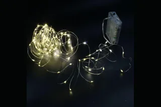 Гірлянда 30 LED на мідному дроті (крапля роси) Теплий білий (на батарейках з USB)