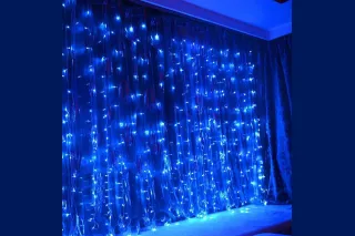 Гірлянда водоспад 480 LED 3х3 метри на білому дроті Синій (від мережі)