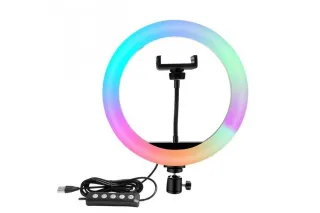 Кільцева світлодіодна лампа RGB LED 26 см (з затискачем для телефону) MJ26