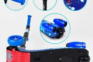Триколісний самокат зі світлом та парою для дітей Scooter MAXI