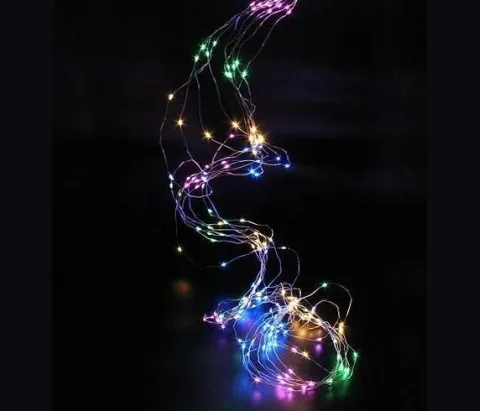 Гірлянда 30 LED 3 метри на мідному дроті (крапля роси) Мультикольоровий (на батарейках з USB)