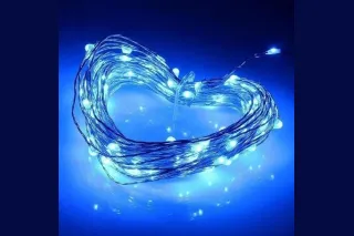 Гірлянда 30 LED 3 метри на мідному дроті (крапля роси) Синій (на батарейках з USB)