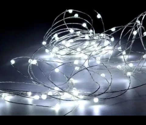 Гірлянда 30 LED 3 метри на мідному дроті (крапля роси) Білий (на батарейках з USB)