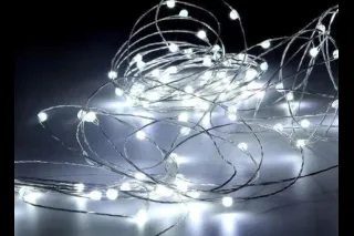 Гірлянда 30 LED 3 метри на мідному дроті (крапля роси) Білий (на батарейках з USB)