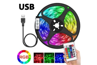 Светодиодная лента 5050 RGB (5 метров) для фоновой подсветки (работает от USB и повербанка)