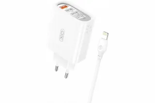Мережевий зарядний кабель Lightning XO L100 (QC3.0+3USB 2.4A)