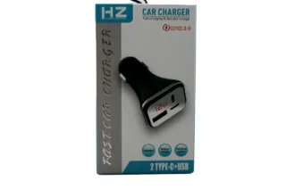 Автомобільне зарядне з кабелем Type-C HZ HC13 (2Type-C 1USB)